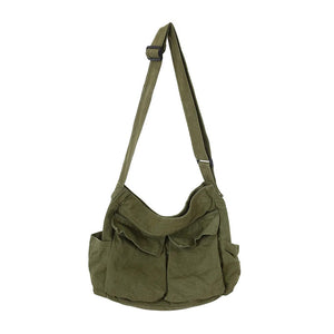 Canvas Solid Color Messenger Bag