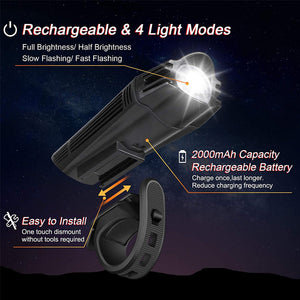 Ultra Bright USB Rechargeable Bike Light Kit