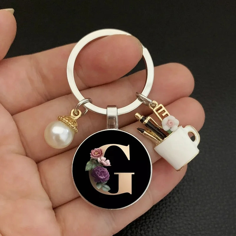 Alphabet Pearl Keychain