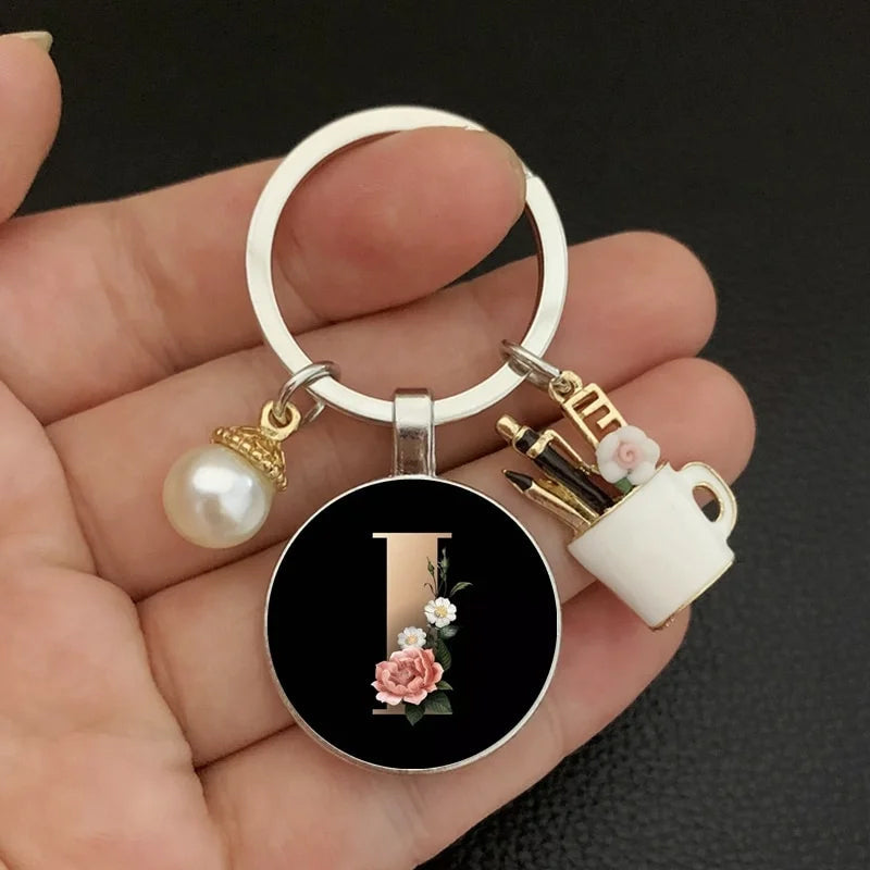 Alphabet Pearl Keychain