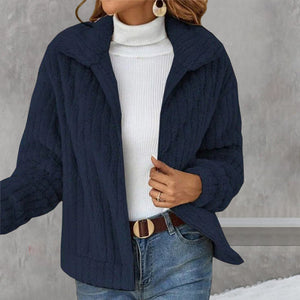 Cropped Plush Cardigan With Lapels