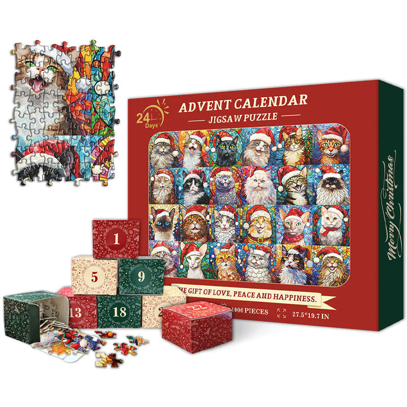 Happy Christmas Cats Advent Calendar Jigsaw Puzzle