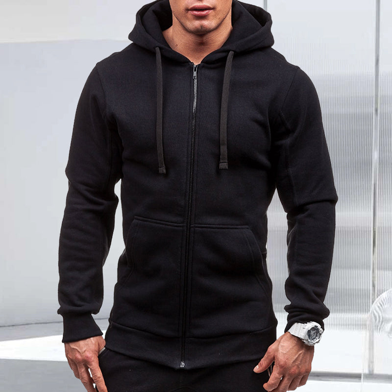 Zip Solid Hoodie