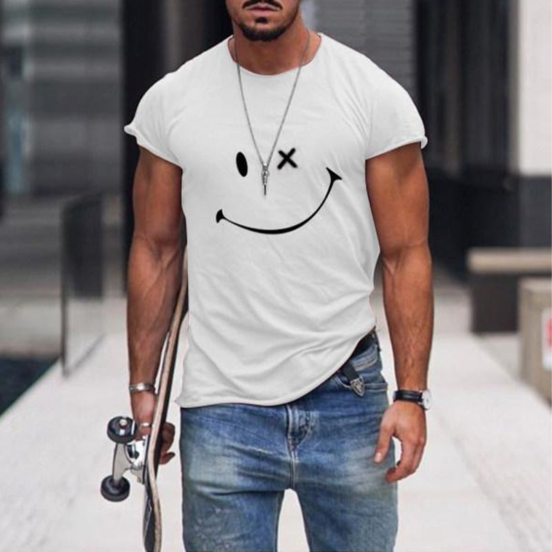 Men's Smile Round Neck Short Sleeve T-shirt