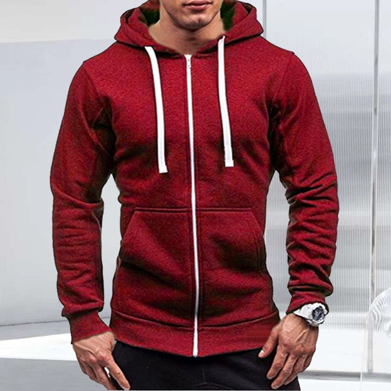 Zip Solid Hoodie