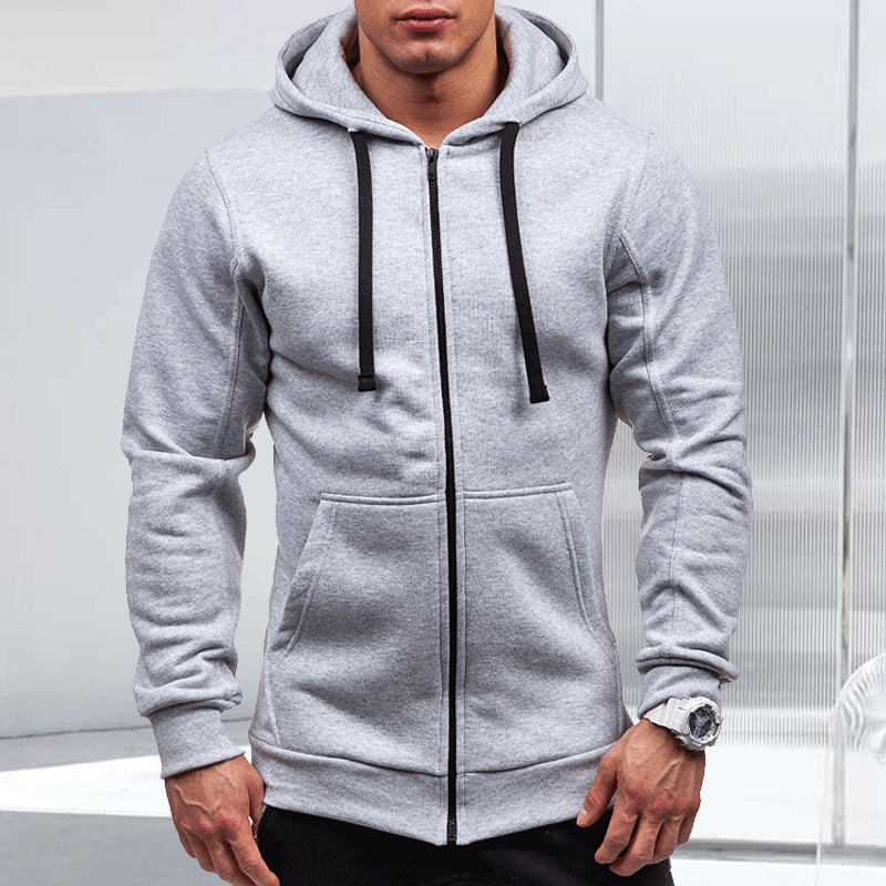 Zip Solid Hoodie