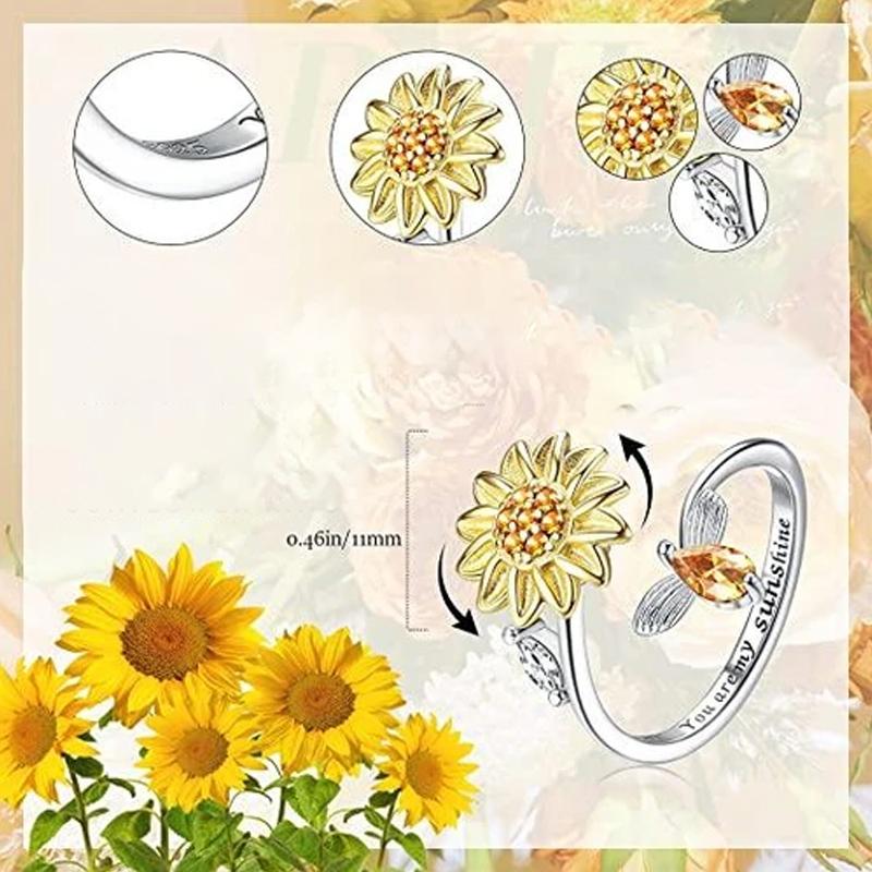 💕To My Daughter 👧 Sunflower Fidget Ring💕