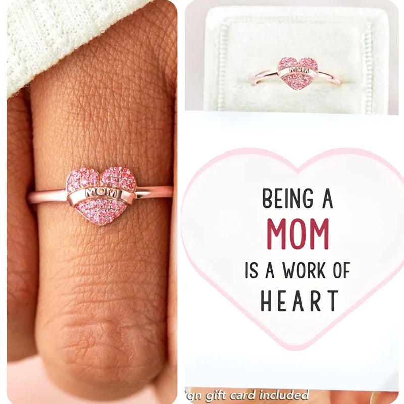 Love Heart Pink Zirconia Ring