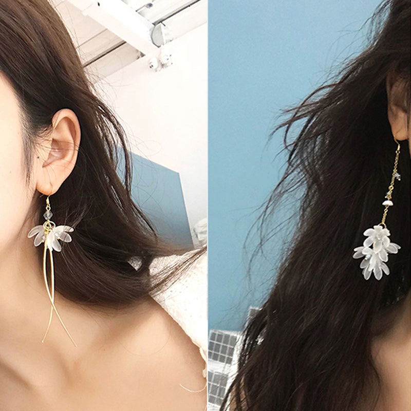 Asymmetric Flower Drop Earrings