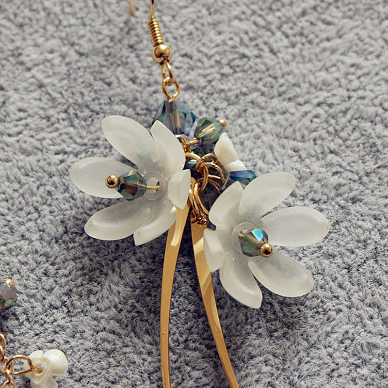 Asymmetric Flower Drop Earrings