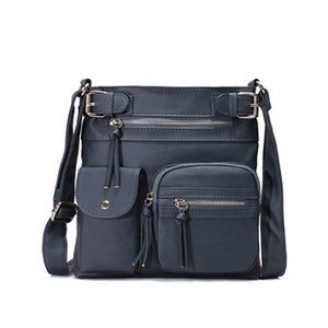 Multi-Pocket Soft PU Crossbody Bag