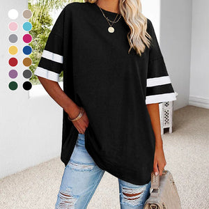 Loose Crew Neck Contrast T-Shirt