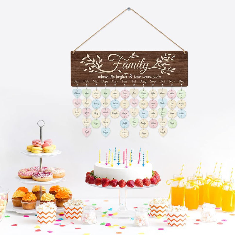 Family Wall Hanging Birthday Calendar Board