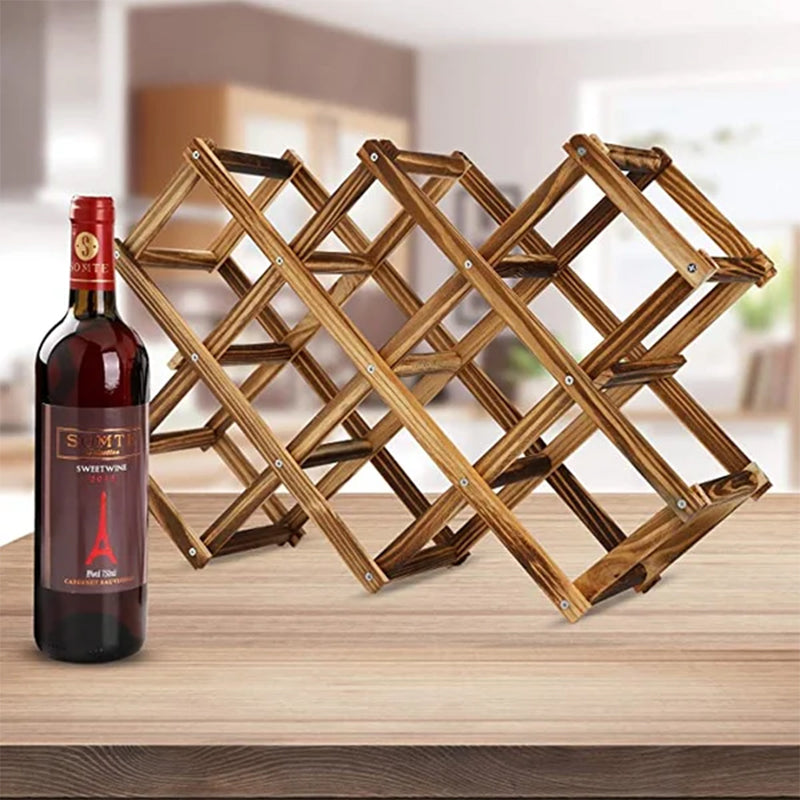 Foldable Free Standing Wooden Wine Rack