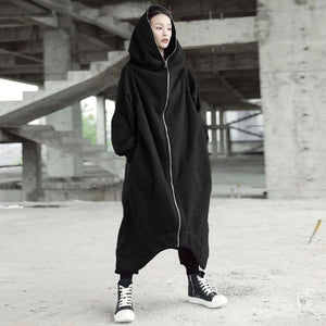 Unisex Long Sleeve Hooded Long Coat