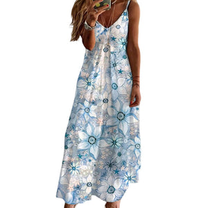 Women's V-neck Print Loose Slip Dress