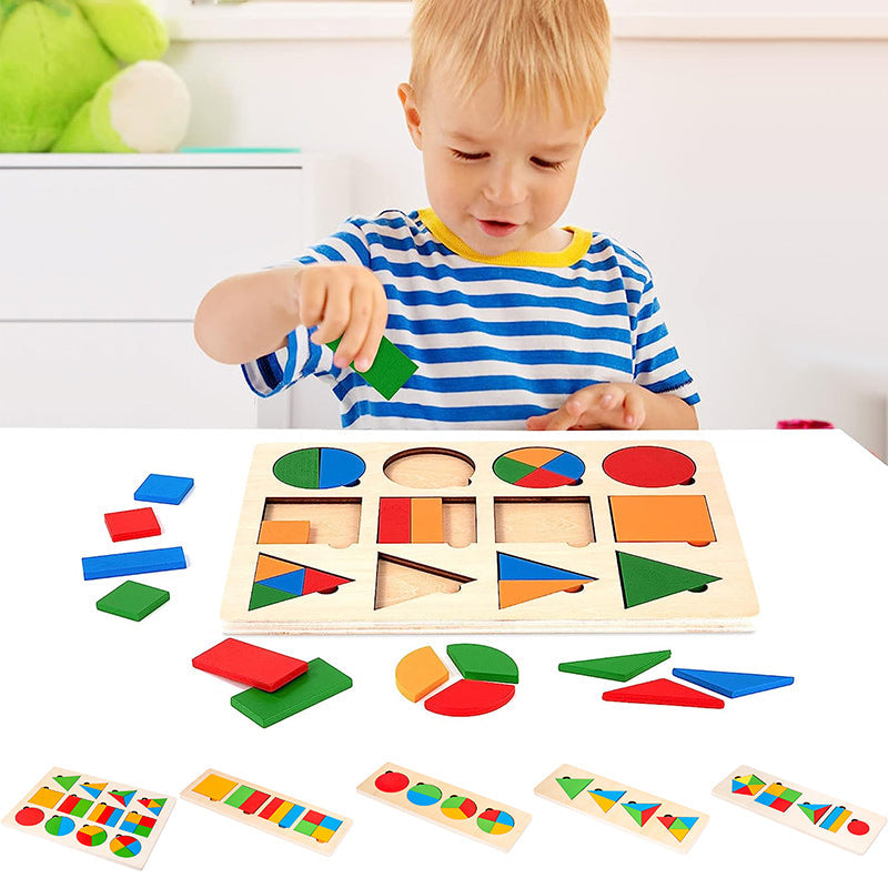 Montessori Wooden Sorting Game with Geometric Shapes