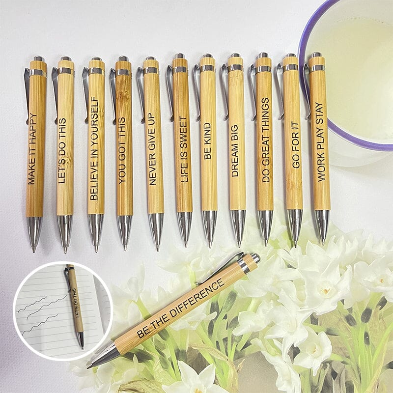 12 pcs Funny Bamboo Ballpoint Pens