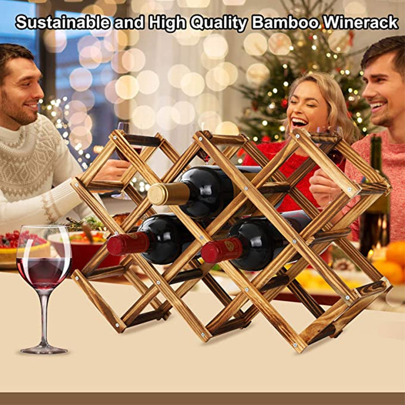 Foldable Free Standing Wooden Wine Rack