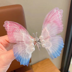 Handmade Elegant Realistic Gradient Color Butterfly Hair Clip