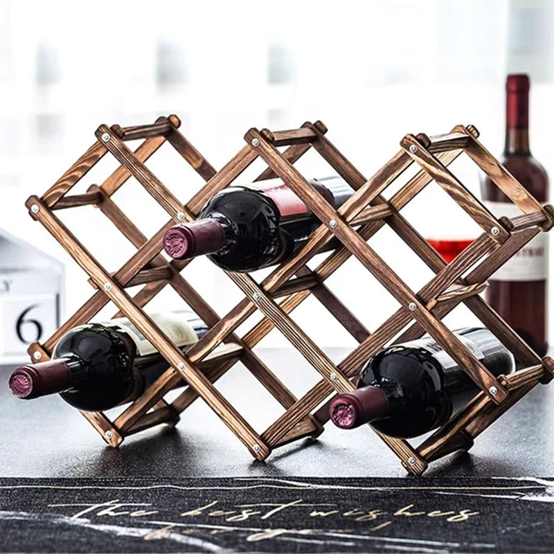 Foldable Free Standing Wooden Wine Rack