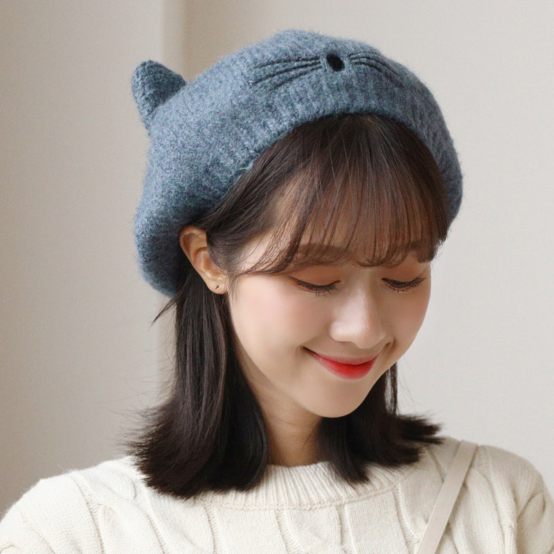 Cute Cat Ears Wool Beret