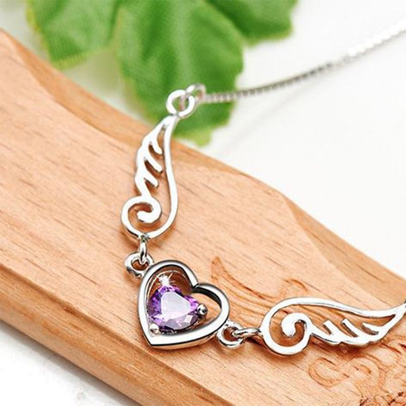 Peach Heart Zircon Crystal Necklace