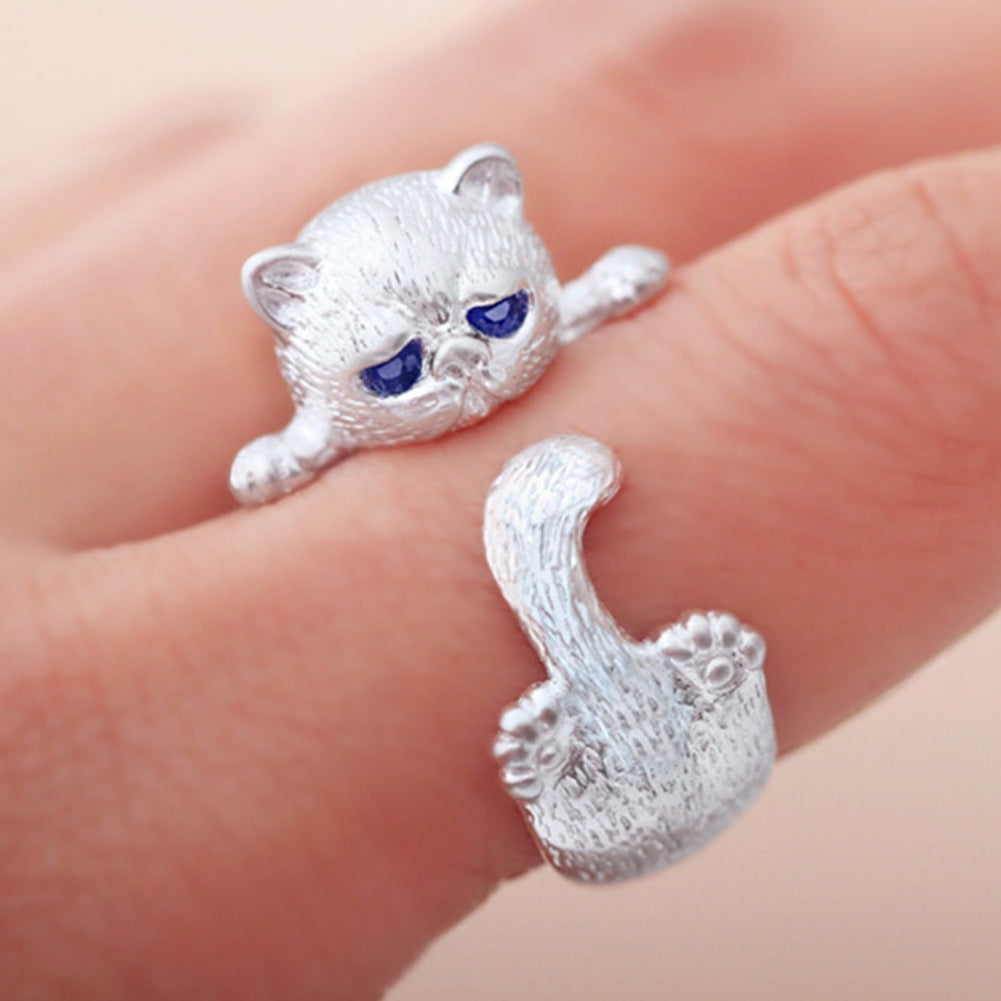 Big Blue Eyes Cat Ring