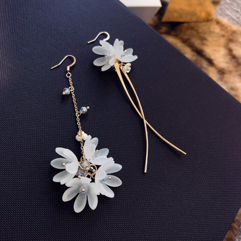 Asymmetric Flower Drop Earrings