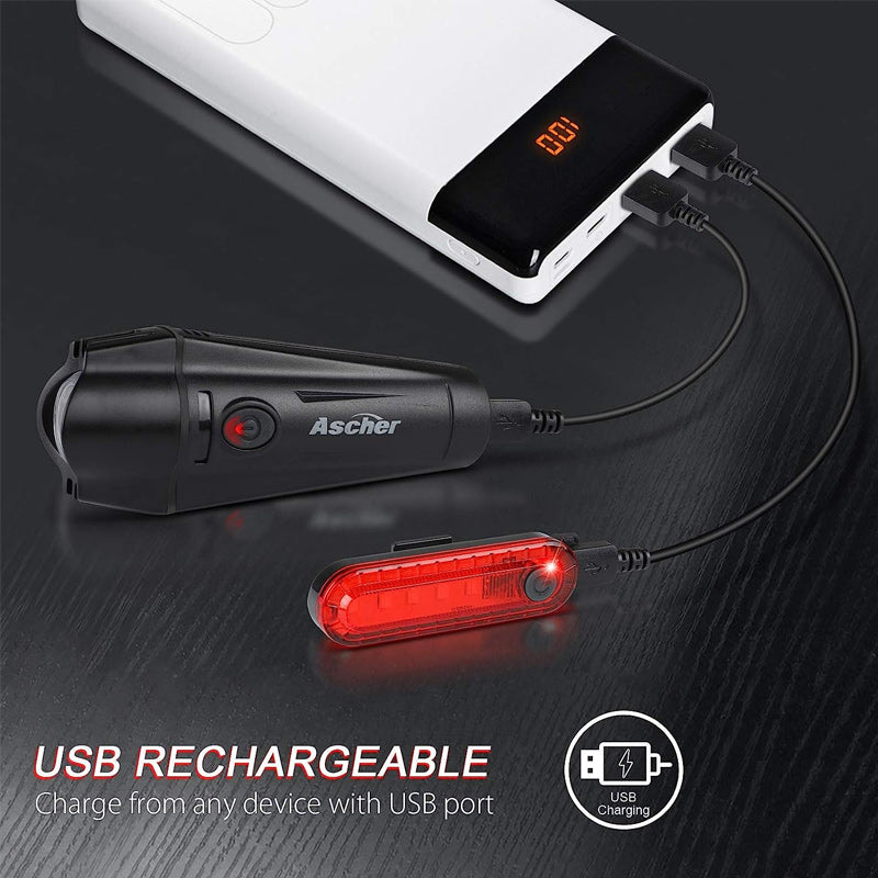 Ultra Bright USB Rechargeable Bike Light Kit