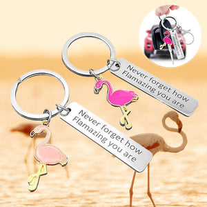 Motivational Flamingo Keychain