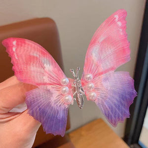 Handmade Elegant Realistic Gradient Color Butterfly Hair Clip