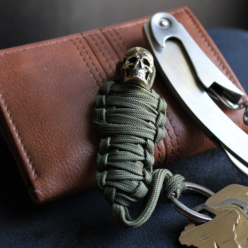 Paracord Keychain Mummy Brass Skull