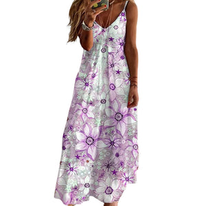 Women's V-neck Print Loose Slip Dress