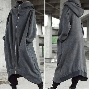 Unisex Long Sleeve Hooded Long Coat