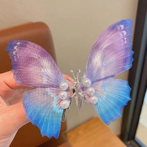 Handmade Elegant Realistic Gradient Color Butterfly Hair Clip