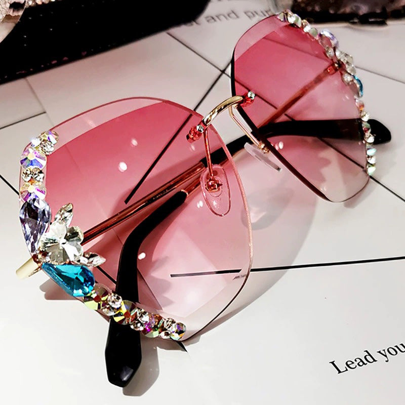 💍Vintage Fashion Rimless Crystal Sunglasses