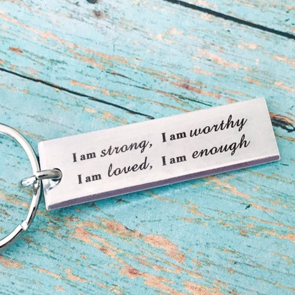 Stainless Steel  "I am strong" Keychain