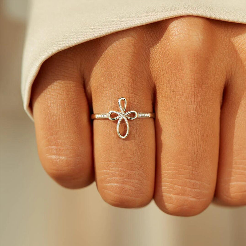 Micro Pave Cross Wrap Ring