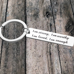 Stainless Steel  "I am strong" Keychain