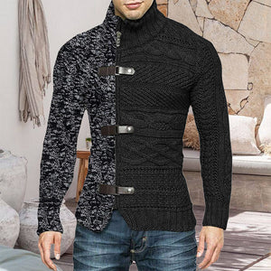 Leather Button Knit Cardigan