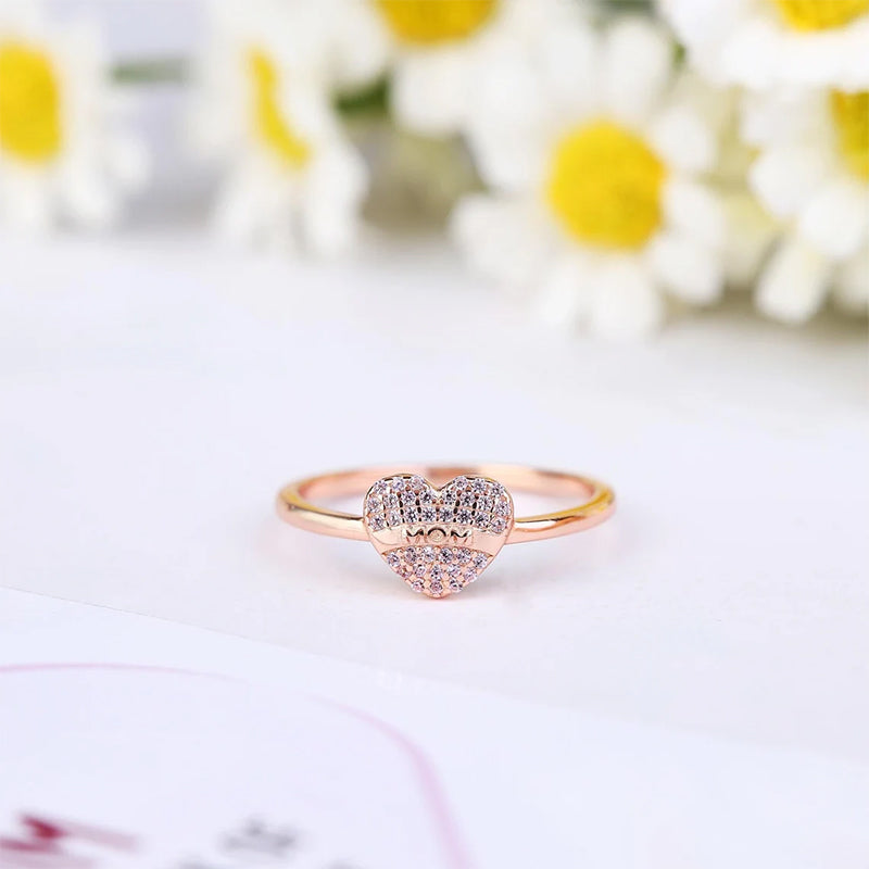 Love Heart Pink Zirconia Ring