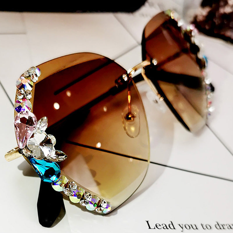 💍Vintage Fashion Rimless Crystal Sunglasses