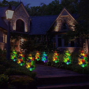 🎄Solar Christmas LED Colored Pine and Cypress Tree Light, 2 Pcs🌟