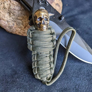 Paracord Keychain Mummy Brass Skull