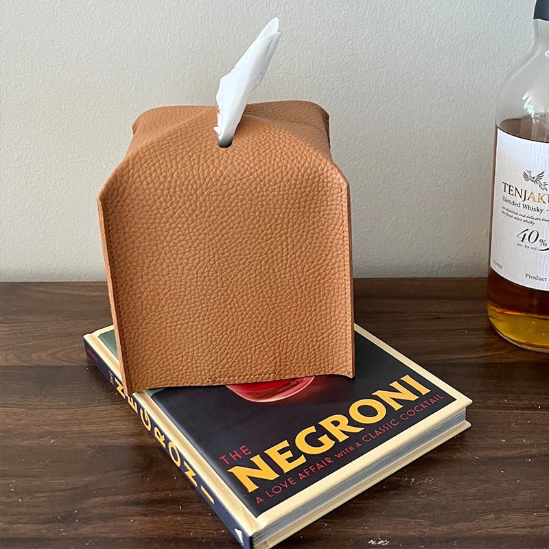 Square Leather Tissue Box Cover