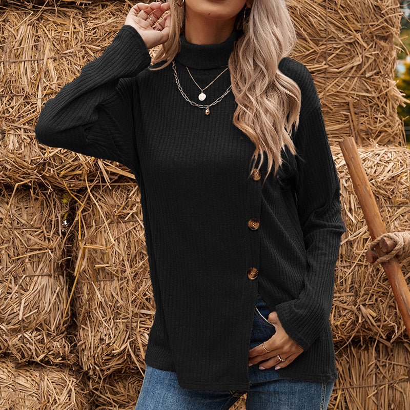 Button Slit Knit Tee