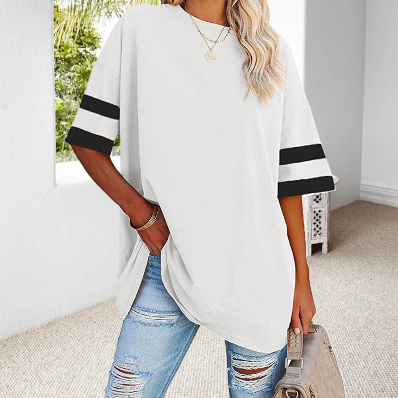 Loose Crew Neck Contrast T-Shirt