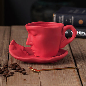 Metal touching face creative ceramic kiss Coffee cup