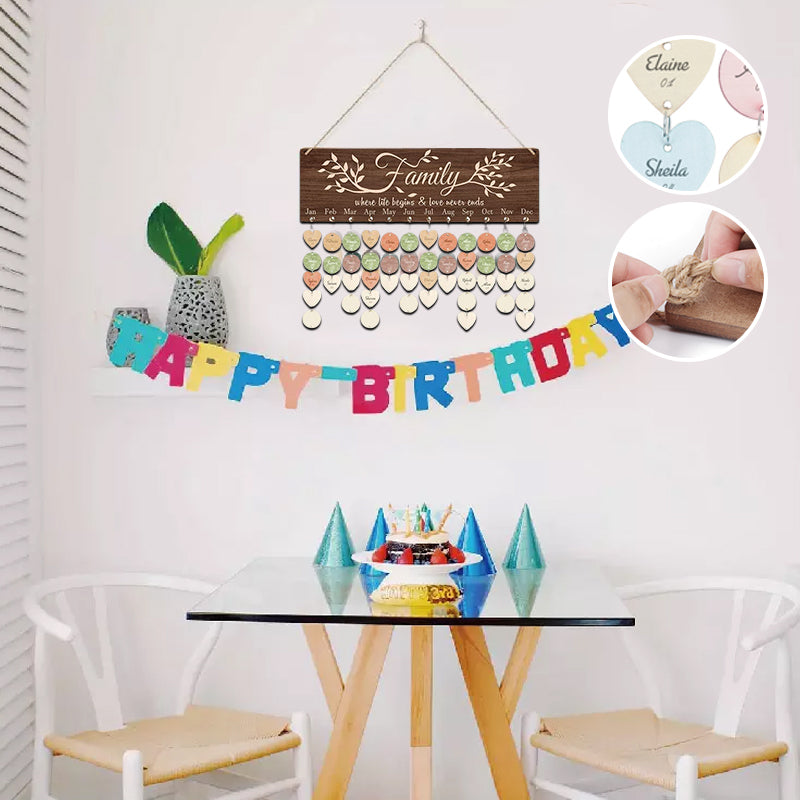 Family Wall Hanging Birthday Calendar Board